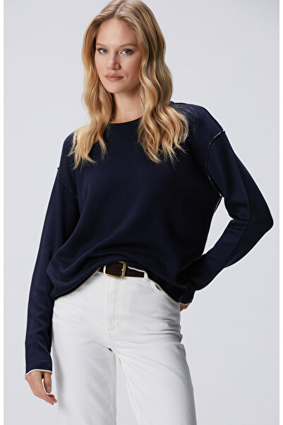 Network Lacivert Bisiklet Yaka Kazak