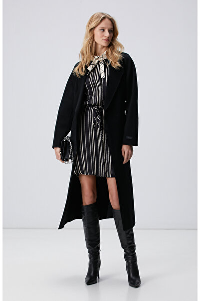 Network Siyah Beyaz Çizgili Gömlek Elbise