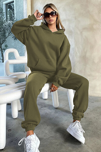 BayBayan Women's Hoodie High Waist Winter Tracksuit Set Elasticated