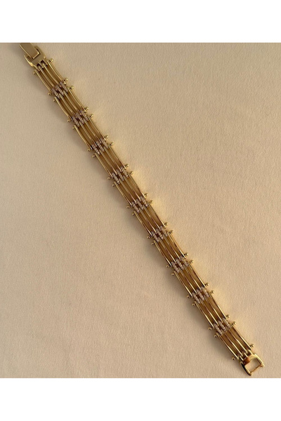 LUMI TAKI-SAAT Xpng Rib Model Gold Zircon Stone Bracelet