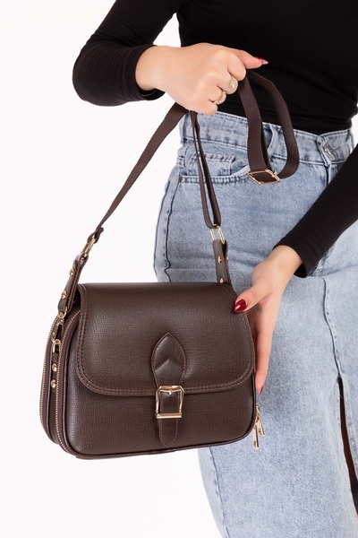 Gondol Women's Double Compartment Stylish Daily Bag Ald.1406 Brown