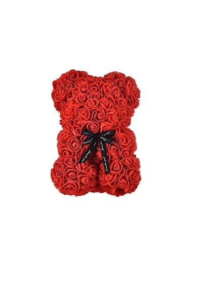 OEM Red Bear with Foam Flowers 25 cm in Gift Bag