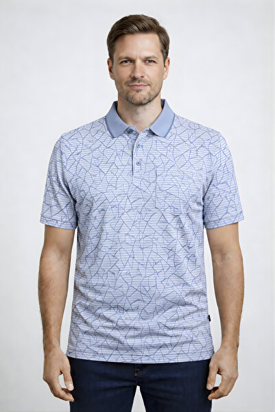 YAKAMEL Men's Polo Neck Combed Cotton Digital Printed Button Casual Summer Sh...