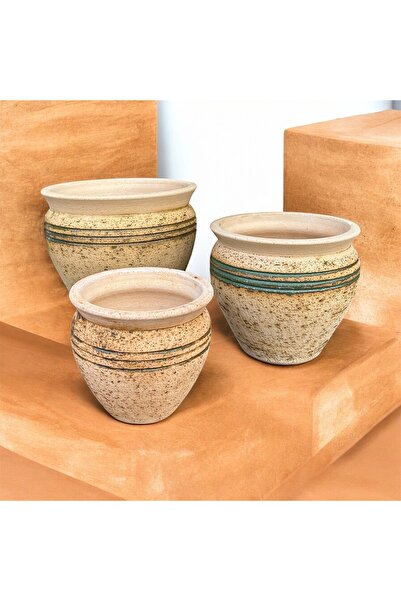 egesaksı Beyaz antik sırlı şamut ortaboy piyasa saksı 🪴