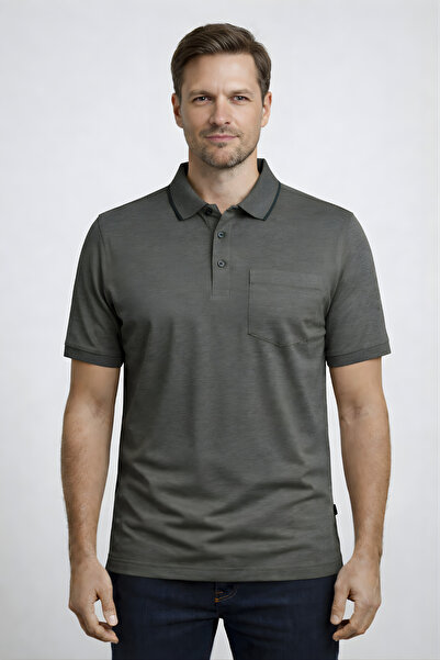 YAKAMEL Ανδρικό μπλουζάκι με λαιμόκοψη πόλο, χτενισμένο βαμβακερό, με ψηφιακή...