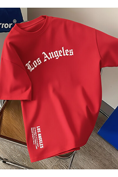 Let's Wear Los Angeles Patterned Regular Fit 100% Cotton Tshirt for Men