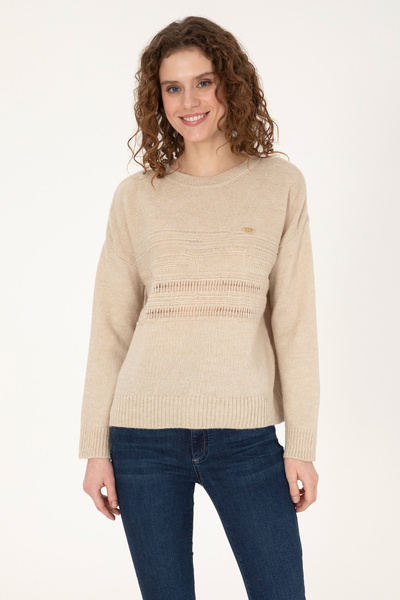 U.S. Polo Assn. Women's Stone Melange Sweater 50309672-Vr225