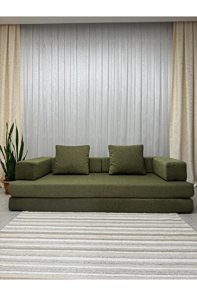 ABAD.HANDMADE Canapea Extensibilă Verde, Tip Saltea, Modernă, Ideală pentru D...