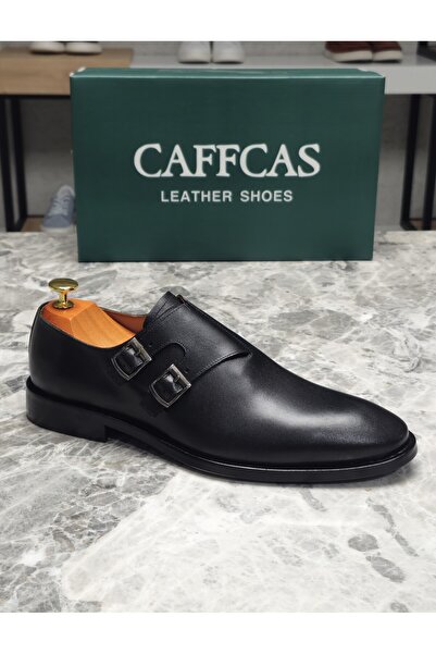 Caffcas Genuine Leather Black Double Buckle Classic Men's Shoes 2103-Lisbon