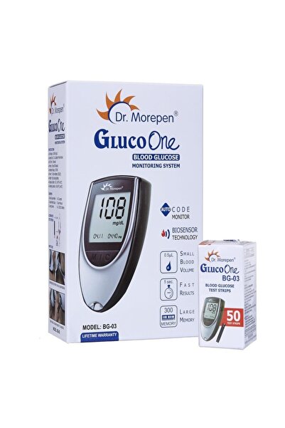 Dr. Morepen جهاز قياس السكر في الدم BG-03 Gluco One، 50 شريطًا (متعدد الألوان)