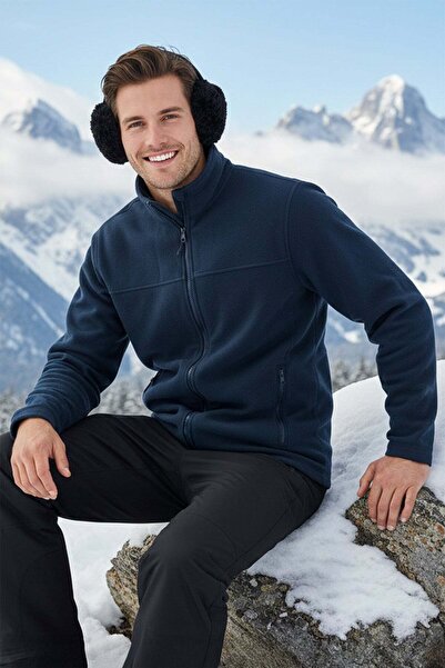 RIMECK Men's navy blue fleece hoodie with zipper