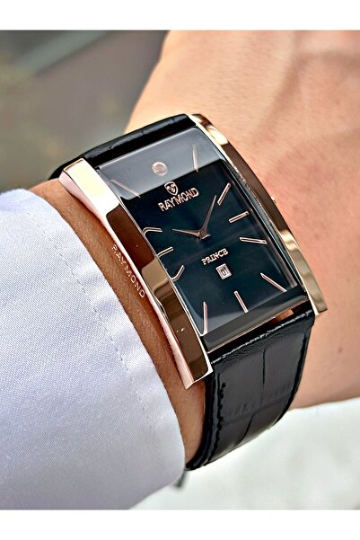 Raymond Square Dial Black-Copper Color 5 Atm Water Resistance Steel Case Men'...