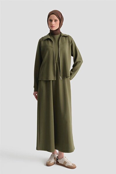 Armine Ceketli Elbise Modal Takım Haki
