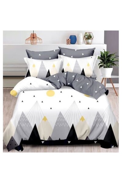Pucioasa Double Bed Linen Set 2 Faces, Pucioasa, Mountain Print, 6 Pieces, 2 ...