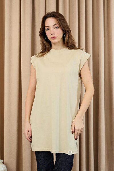 Soul Women's Basic Sleeveless T-Shirt - 30725Tun - Dark Beige