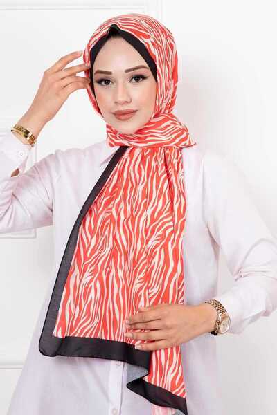 EBRUTESETTÜR Zebra Patterned Hijab Shawl Red