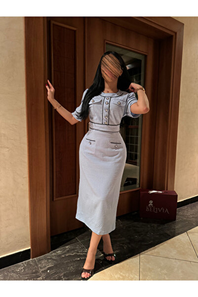 belivia Sky blue midi dress