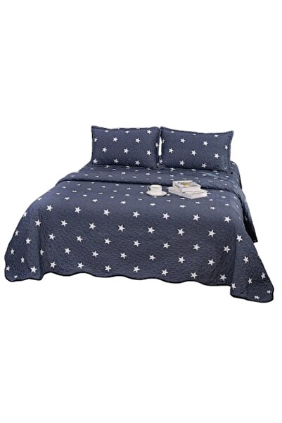 OEM Bedspread, Microfiber, 3 pieces, 2 persons, 220x240cm, Star Print, Dark G...