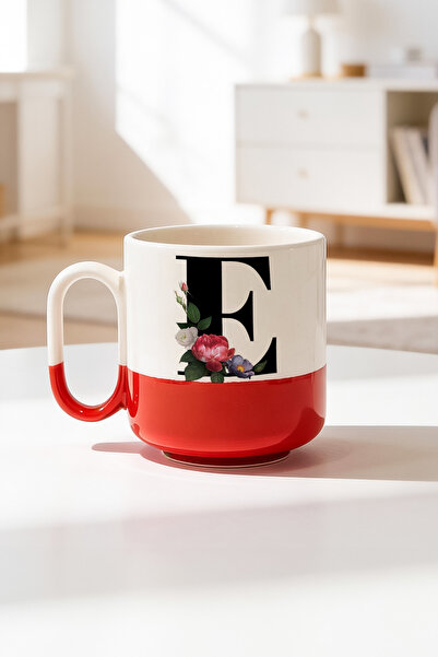 BB TRADE Ceramic Printed Pro Mug with Letter E Design 330ml