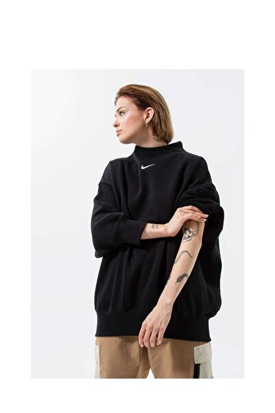 Nike Sportswear Phoenix Fleece Oversize Mock Kadın Siyah Sweatshirt