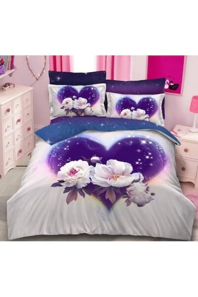 Pucioasa Set Lenjerie Pat Dublu 2 Fețe, Pucioasa, Imprimeu 3D Bujori, 6 Piese...