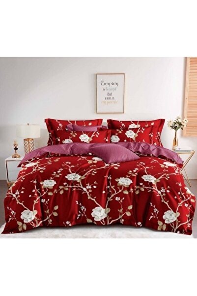 OEM Set lenjerie de pat dublu, 6 piese, 2 persoane 180x200 cm, imprimeu flora...