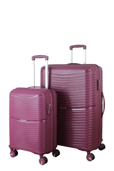 MÇS V379 AURA Y.ÜRETİM PP VALİZ 55 CM + 75 CM SİYAH SET