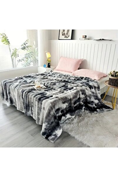 OEM Pătură Cocolino, model embosat cu dungi, gradient, 200x230cm, gri-alb