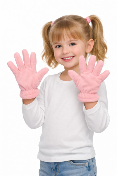 MEKİK BUTİK 5-7 Year Old Girl Pink Fleece Gloves