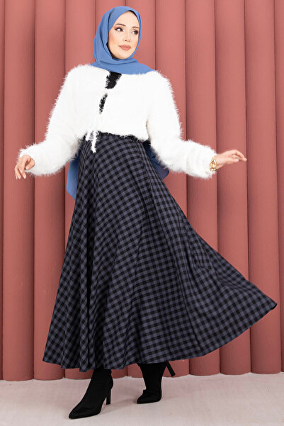 EBRUTESETTÜR Classic Gingham Pattern Skirt Indigo
