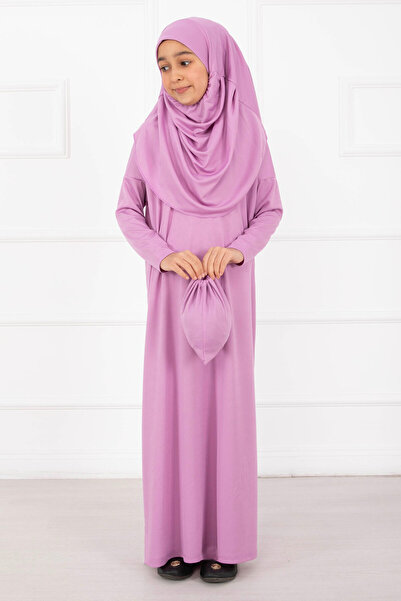 EBRUTESETTÜR Hijab Children's Prayer Dress Lilac