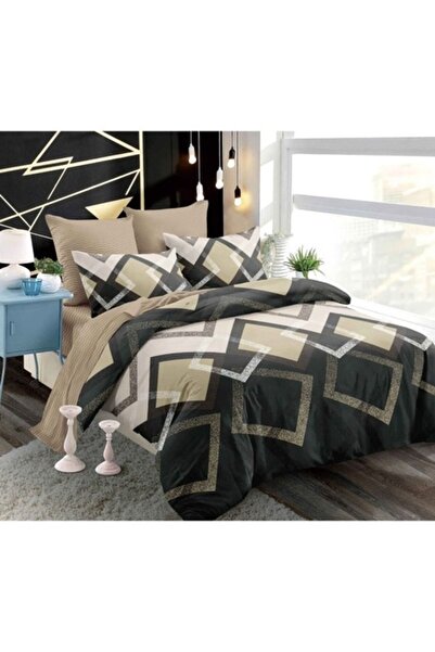 OEM Double Bed Linen Set, Spring, Fleece, Elastic Sheet, Abstract Print, 6 Pi...