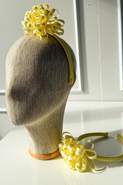 SUBU TASARIM تاج أصفر بزخارف زهور الساتان Sbt6000