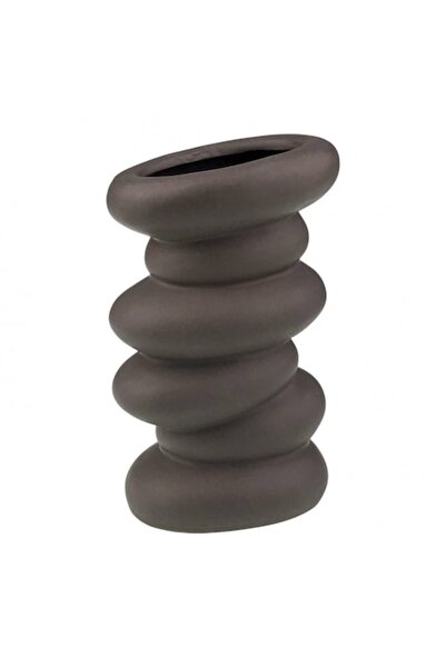 OEM Ceramic Vase Made of Stacked Stones, 11x18 cm Brown