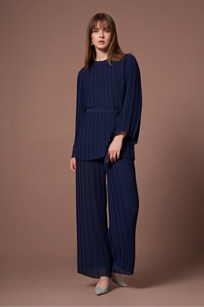 FTZ WOMEN Women's Magnolia Pleated Suit Navy Blue 31304