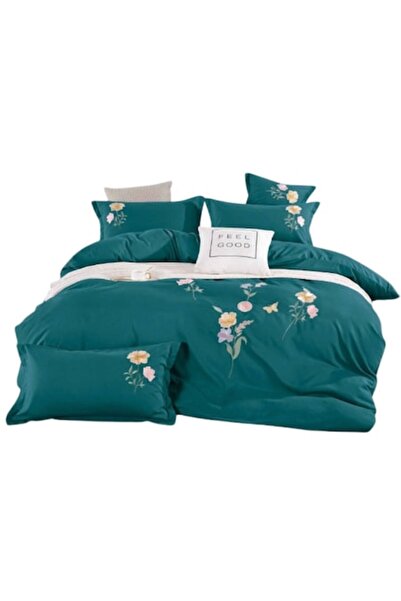 OEM Double Bed Linen Set, Spring, Elastic Sheet, Cotton, Floral Embroidery, 4...