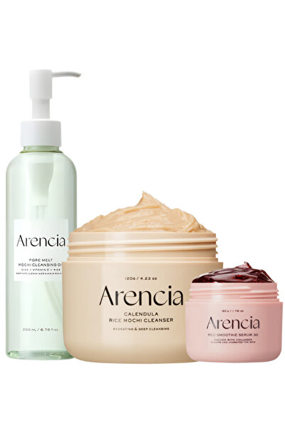 Arencia مجموعة من 3 خطوات: زيت إذابة المسام، منظف موتشي الكاليندولا، وسيروم س...