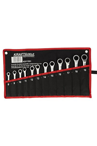 Kraft Set chei combinate cu clichet, dimensiuni 8-19mm, 12 piese,