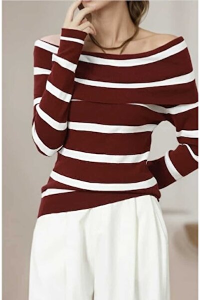 OEM Pulover cu dungi și guler tip barcă