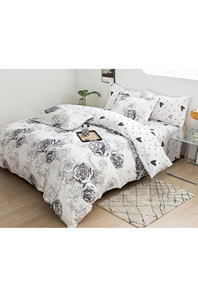 OEM Double Bed Linen Set, Satin Cotton, 4 Pieces, 2 Persons, Rose Print, 200x...