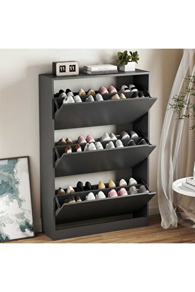 Lapiri YÜKSEK KALİTELİ MDF 3 Çekmeceli Ayakkabı Dolabı Gizli Ahşap Ayakkabılı...