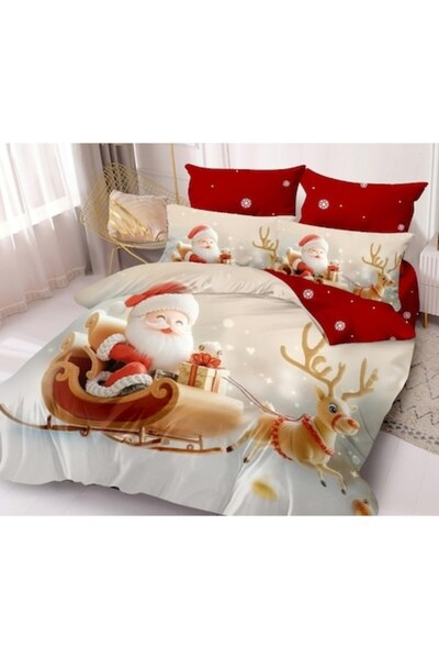 OEM Set de lenjerie de pat dublu, cearșaf reversibil/elastic, 6 piese, imprim...