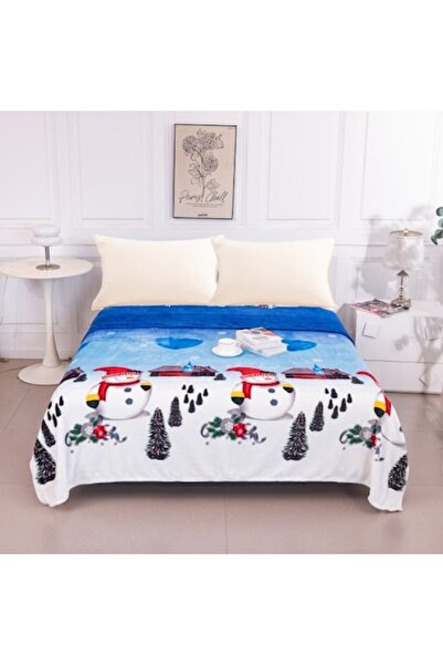 OEM Pătură pentru pat dublu, Cocolino, imprimeu peisaj de iarnă, 200x230cm, m...