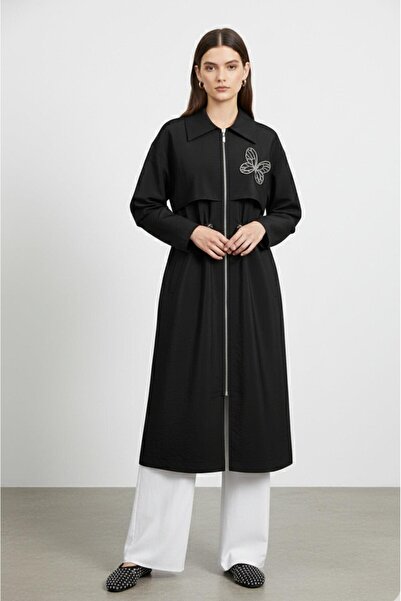 Puane Women's Zippered Waist Drawstring Long Cap-15257 - Black