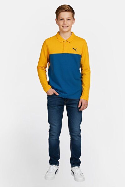 Puma قميص بولو بأكمام طويلة بلونين للأطفال الأولاد، متعدد الألوان