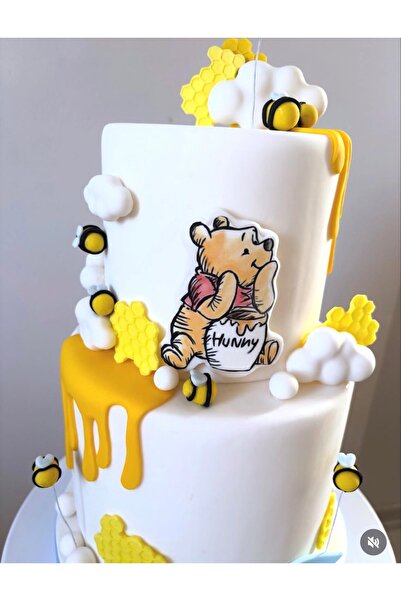 Maket Atelier Şeker Hamurundan Winnie the Pooh temalı Özel Gün Doğum Günü Pas...