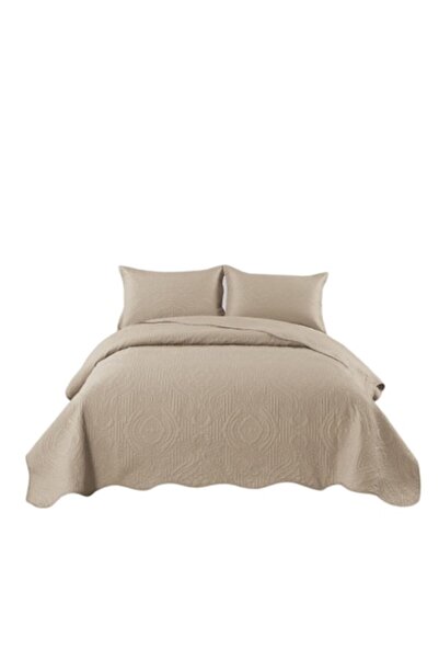 OEM Double Bed Cover, Uni, Satin Cotton, 3 Pieces, 2 Persons, 220x240cm, Cream
