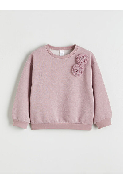 LC Waikiki Pink bicycle collar stone girl's sweatshirt