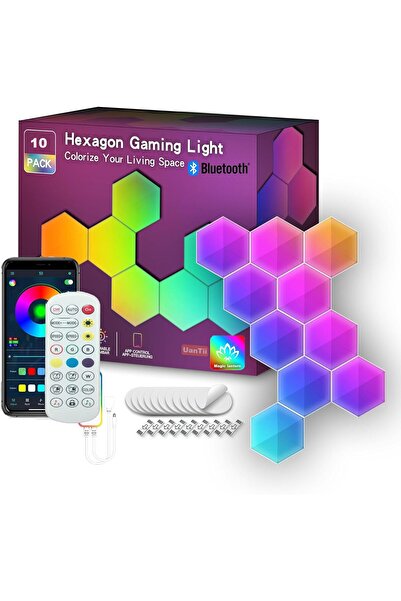 Generic Bluetooth-enabled hexagonal lamp, smart LED night light with Bluetoot...