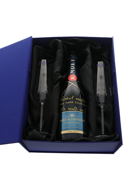 GiftExpress Set Cadou Șampanie Moët & Chandon Nectar Impérial Personalizat cu Pahare din Cristal